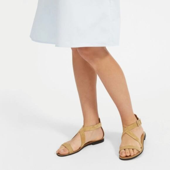 NEW Everlane The Modern Wrap Italian Leather Sandal Tan Suede - Picture 2 of 11
